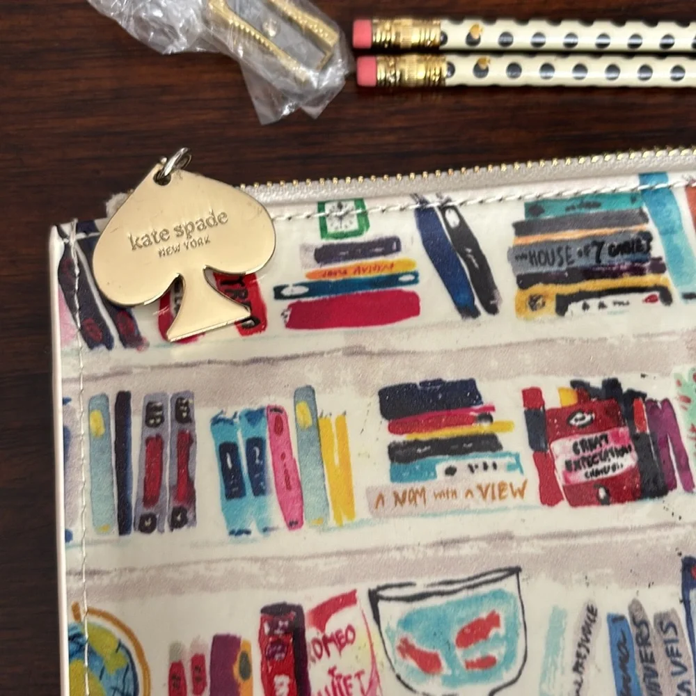 Pre-owned Kate Spade New York Pencil Pouch in Bella Bookshelf.